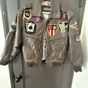 Vintage Leather Brown Bomber Jacket